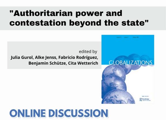 Flyer advertising the online launch of SI on 'Authoritarian Power and contestation beyond the state'